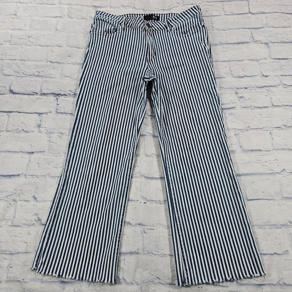 Kut from the Kloth Pants - KUT from the Kloth Kelsey Womens 12 Blue High Rise Ankle Flare Raw Hem Wide Leg